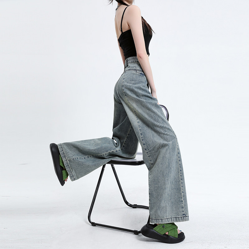 kro早春2023新款高腰直筒女牛仔裤 KRO牛仔裤