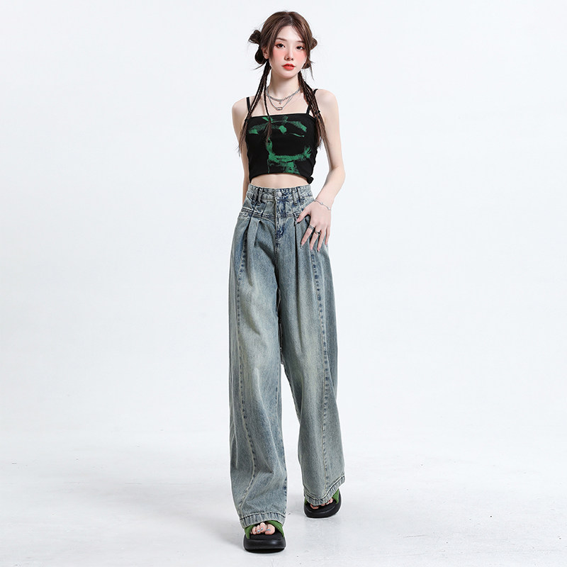 kro早春2023新款高腰直筒女牛仔裤 KRO牛仔裤