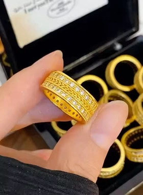 点钻麦穗戒指古法沙金时尚百搭指环高级感设计女款新中式国潮风