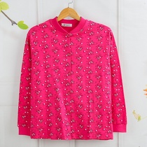 Double Pocket Old Lady Pure Cotton Autumn Jersey Cardiovert to flap Open Body Underwear buckle Gats up for overweight code printing