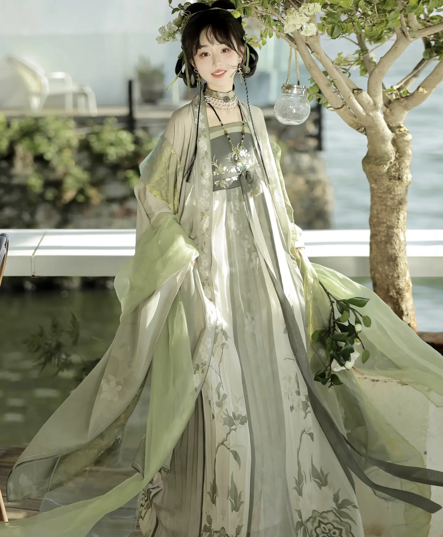 原创汉服女【夏知意】唐制刺绣齐胸诃子裙大袖衫绿色古风套装夏款,淘宝优惠券,粉丝福利购,淘宝优惠卷