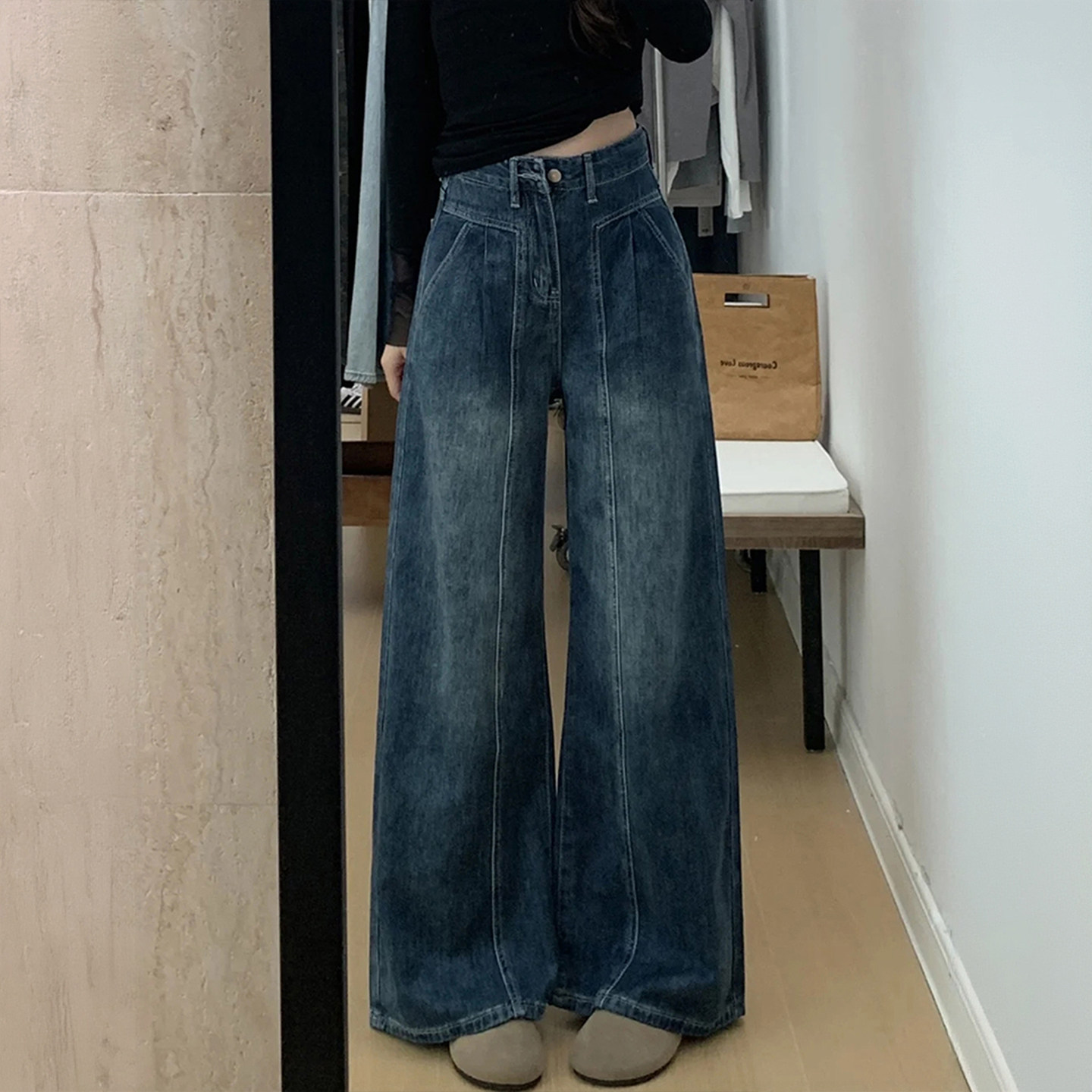 大码胖mm复古蓝保暖加厚牛仔裤女冬季加绒裤子韩系宽松百搭阔腿裤,淘宝优惠券,粉丝福利购,淘宝优惠卷