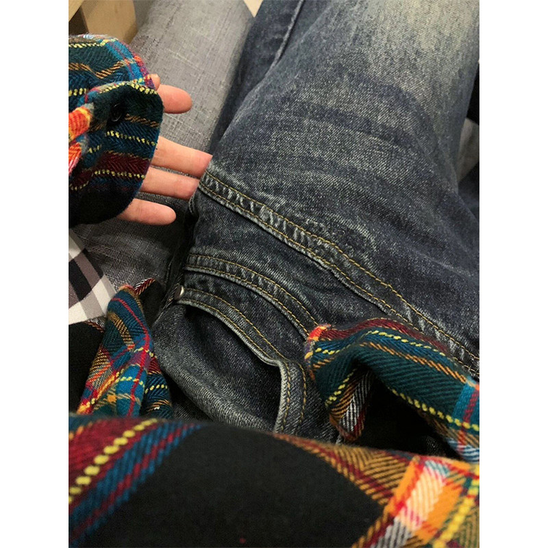 300斤大码胖mm美式复古微喇牛仔裤女设计感ins女装裤子显瘦阔腿裤,淘宝优惠券,粉丝福利购,淘宝优惠卷