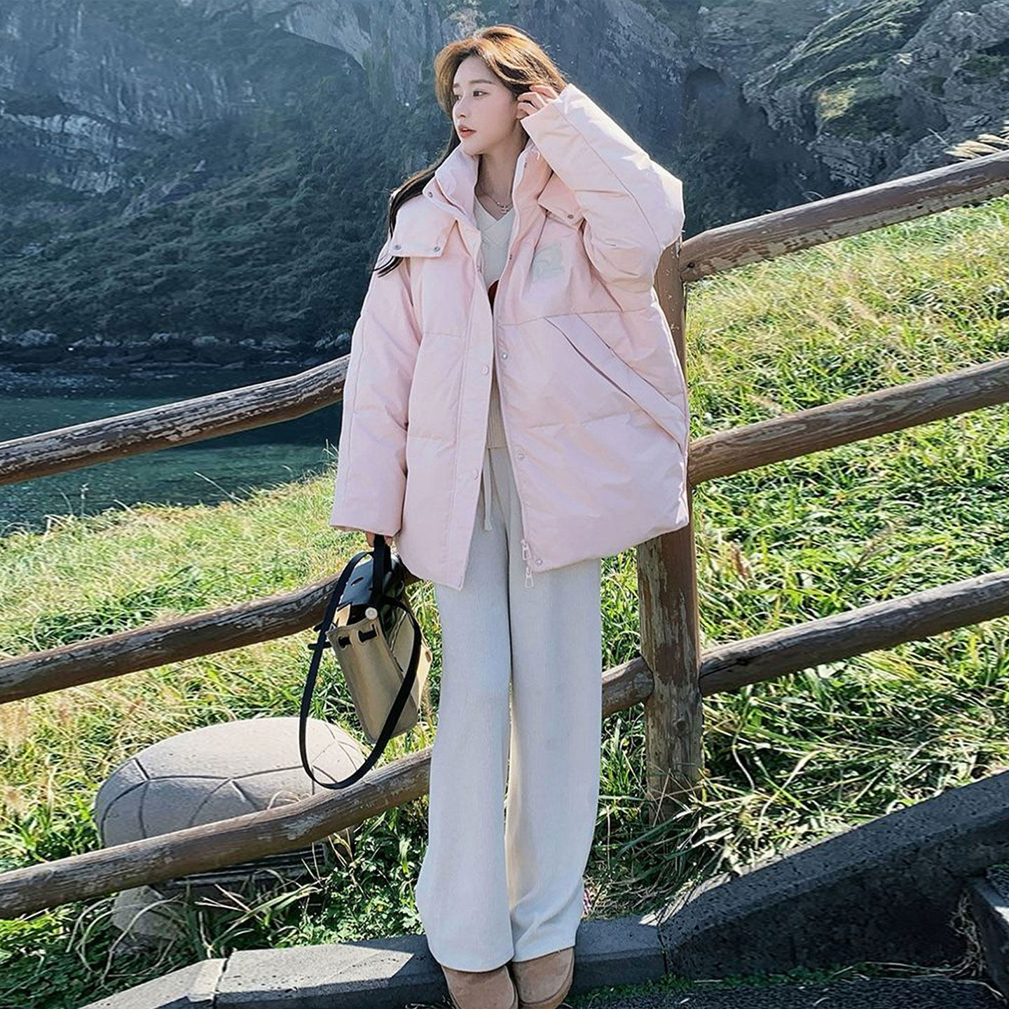 300斤特大码女装时尚简约粉色棉服女胖mm慵懒风加厚保暖棉衣外套,淘宝优惠券,粉丝福利购,淘宝优惠卷