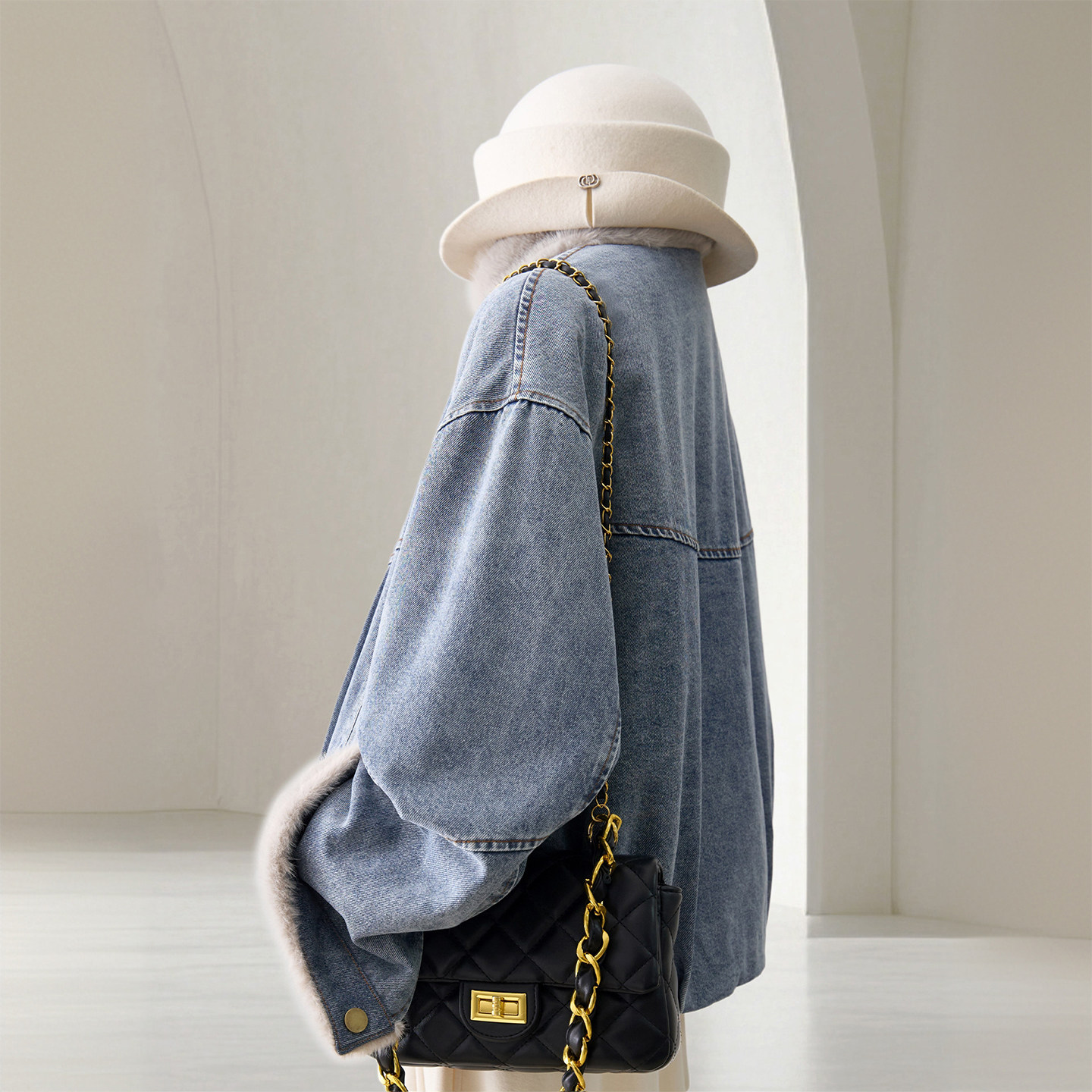 300斤大码女装立领毛领拼接牛仔外套女胖mm韩系减龄气质显瘦棉服,淘宝优惠券,粉丝福利购,淘宝优惠卷