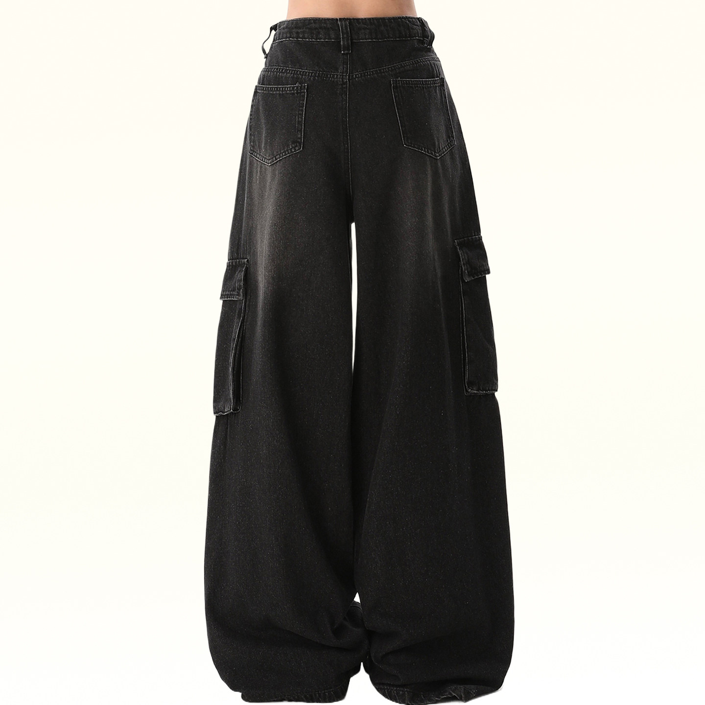 大码女装胖mm黑色豹纹拼接牛仔裤女加绒加厚设计感多口袋阔腿裤子,淘宝优惠券,粉丝福利购,淘宝优惠卷