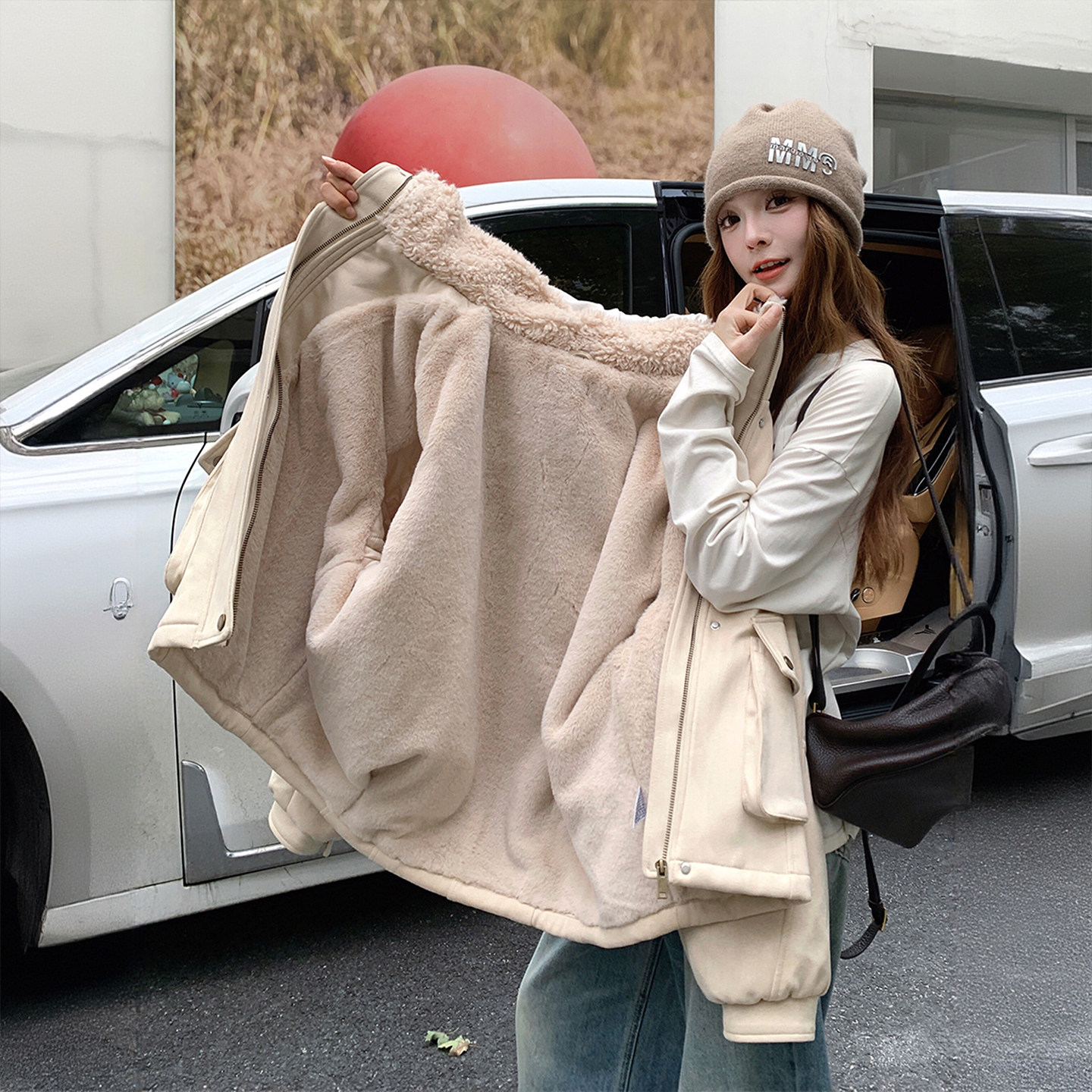 大码胖mm学院风羊羔毛棉服女2025新款爆款棉袄洋气百搭加绒厚外套,淘宝优惠券,粉丝福利购,淘宝优惠卷