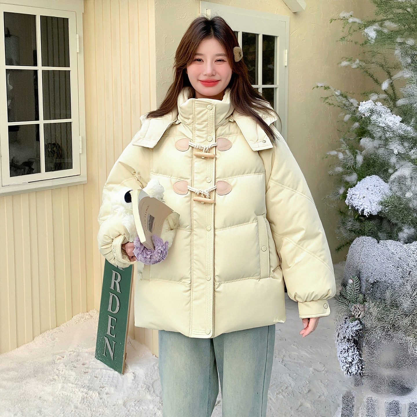 300斤大码女装胖mm黄色牛角扣加厚棉服女冬季韩版学院风保暖外套,淘宝优惠券,粉丝福利购,淘宝优惠卷