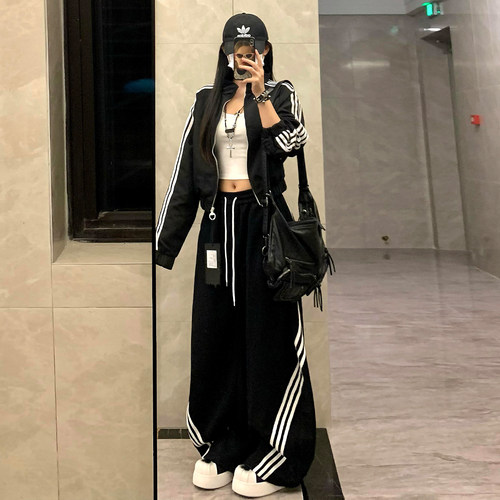 胖mm特大码女装美式高街弯刀休闲裤女2026早春流行穿搭阔腿香蕉裤 - 图0