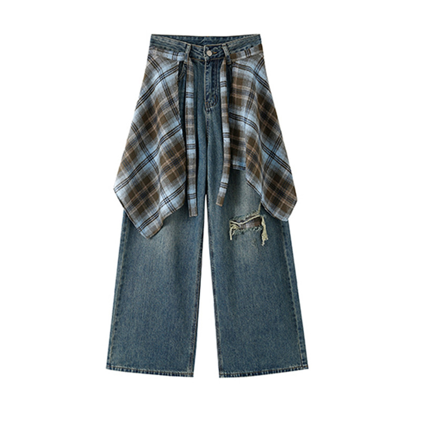 300斤特大码女装美式宽松蓝色牛仔裤女胖mm复古百搭显瘦阔腿裤子,淘宝优惠券,粉丝福利购,淘宝优惠卷