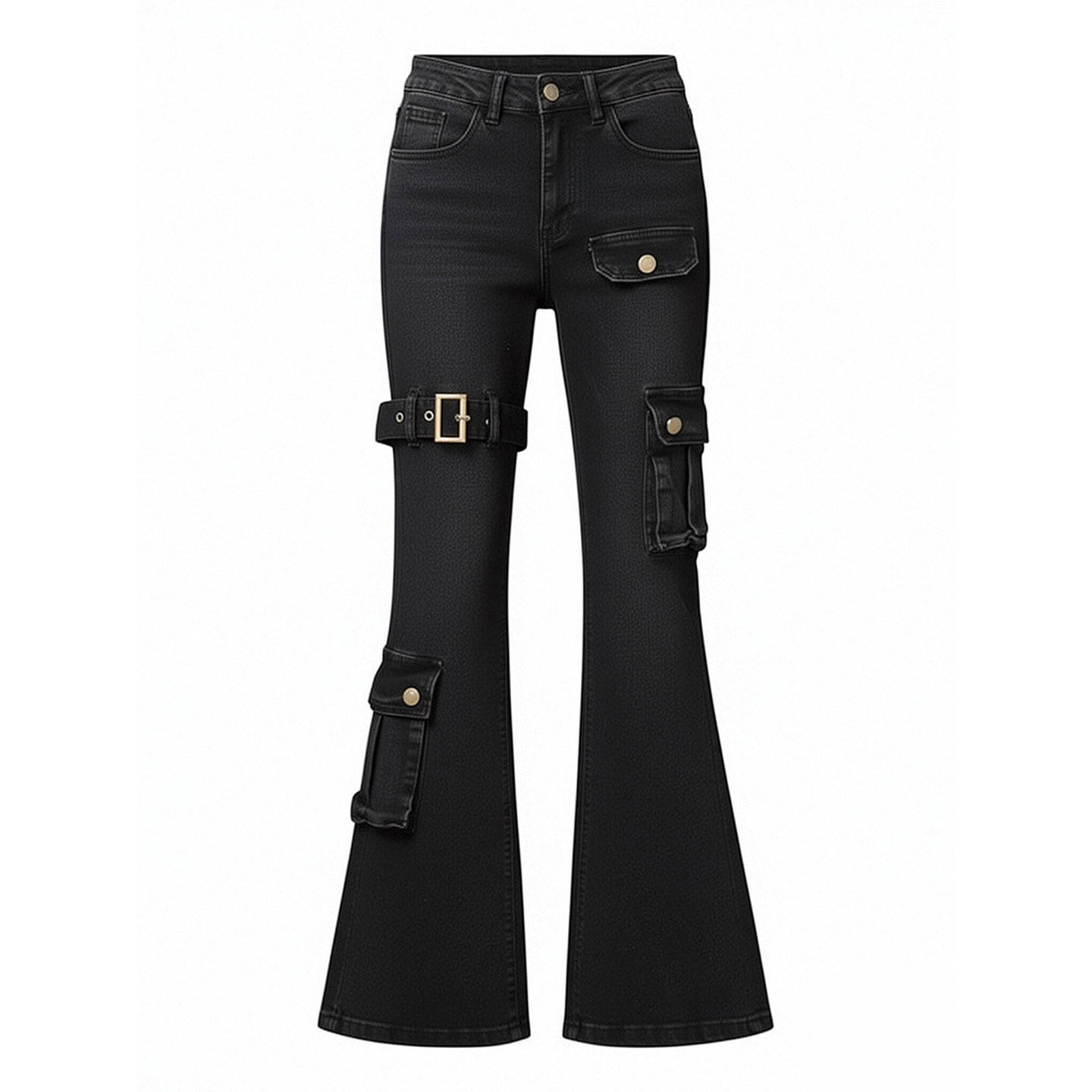 胖mm大码女装辣妹风黑色弹力工装牛仔裤女小个子加绒加厚微喇裤子,淘宝优惠券,粉丝福利购,淘宝优惠卷