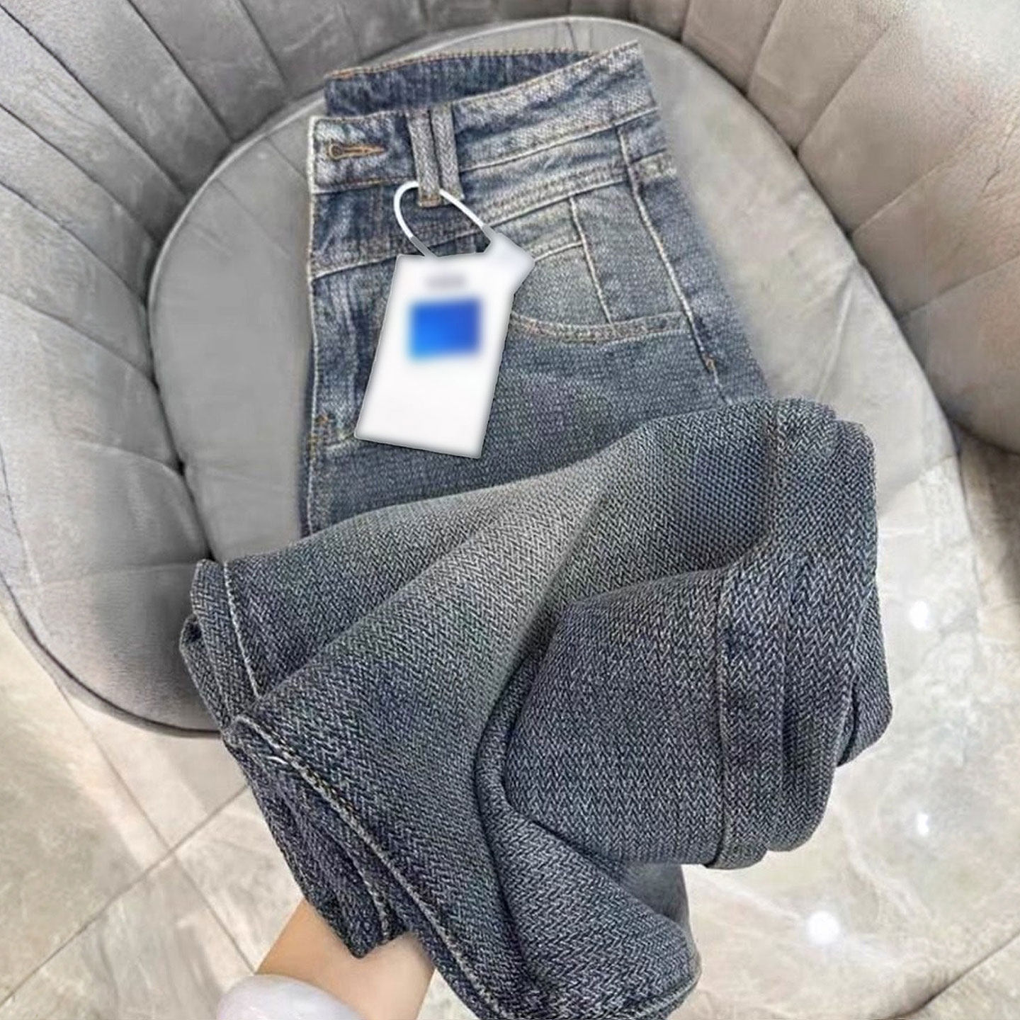 大码女装胖mm星空纹设计感高腰牛仔裤女美式宽松显瘦阔腿直筒裤子,淘宝优惠券,粉丝福利购,淘宝优惠卷