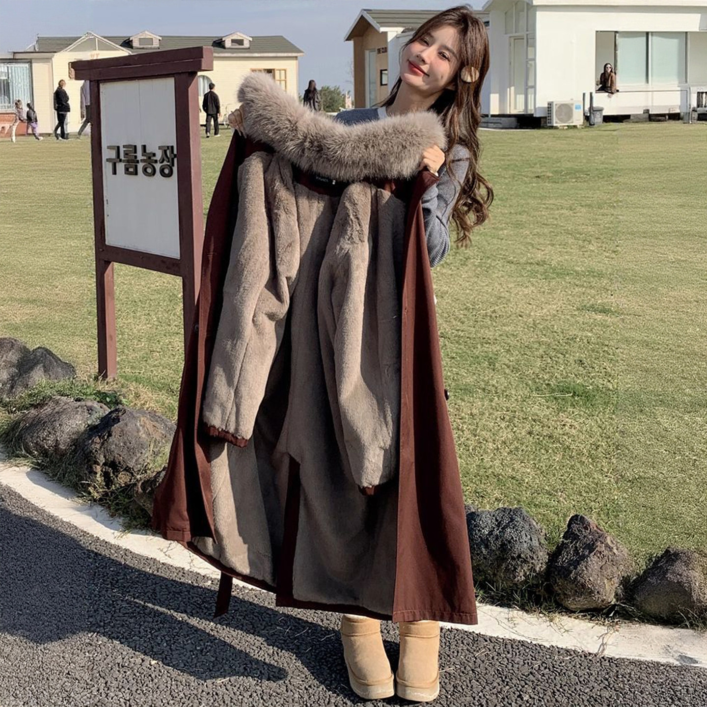 胖mm特大码加绒加厚中长款棉服外套女冬季安可拉红设计感保暖棉衣,淘宝优惠券,粉丝福利购,淘宝优惠卷