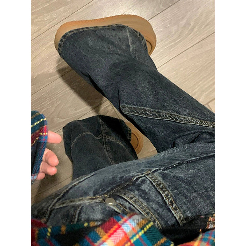 300斤大码胖mm美式复古微喇牛仔裤女设计感ins女装裤子显瘦阔腿裤,淘宝优惠券,粉丝福利购,淘宝优惠卷