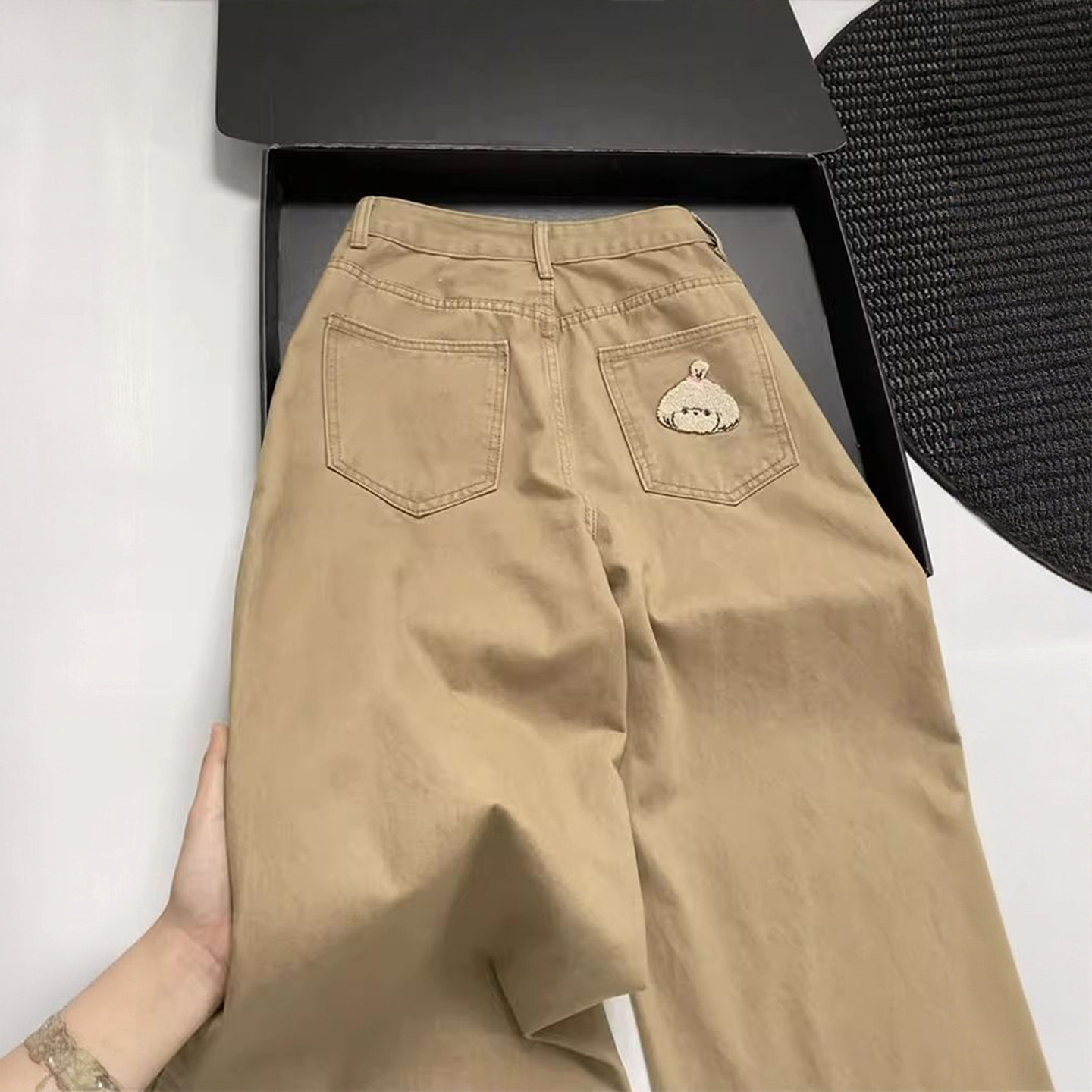 300斤特大码女装复古卡通刺绣牛仔裤女胖mm韩系时尚减龄阔腿裤子,淘宝优惠券,粉丝福利购,淘宝优惠卷