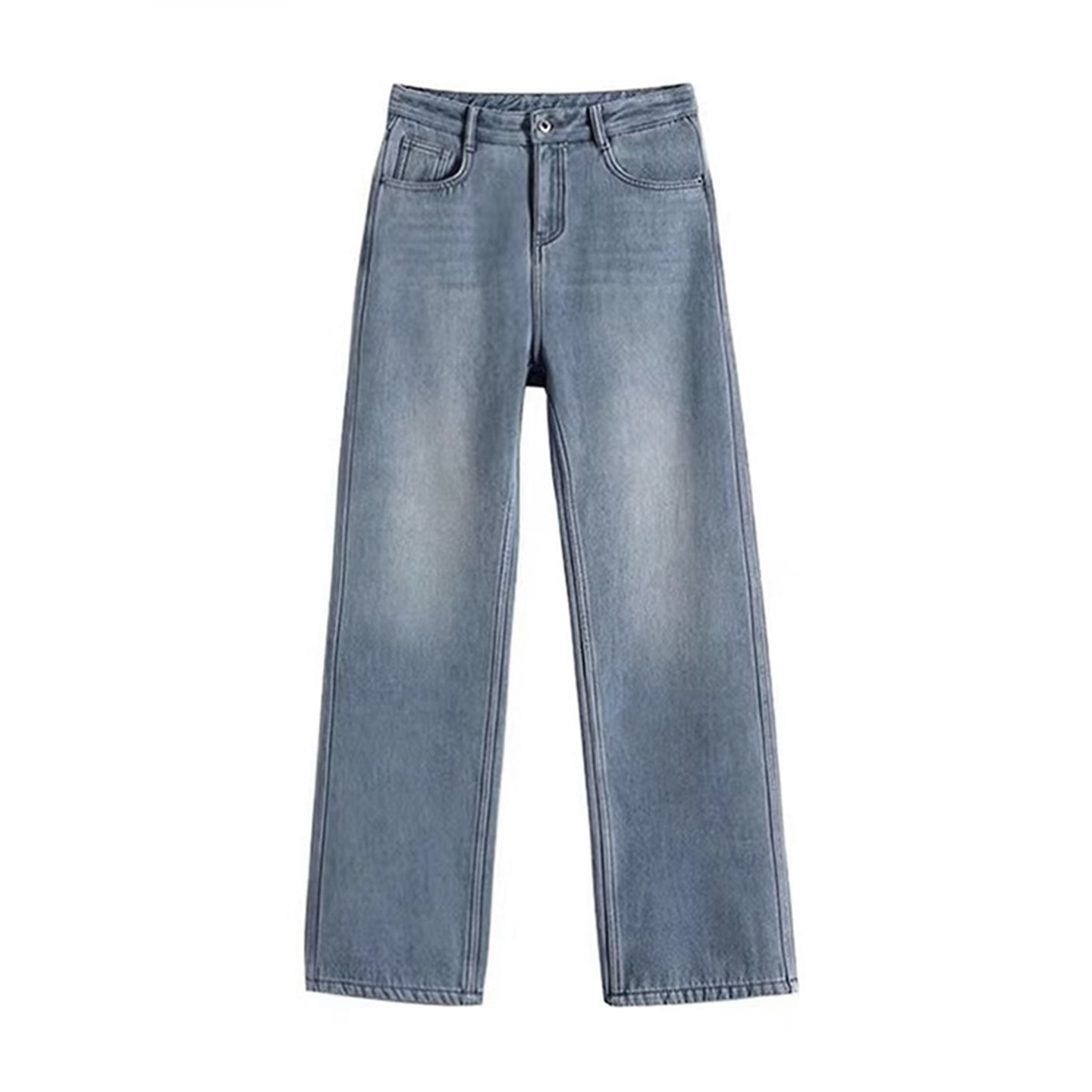 300斤胖mm大码蓝色加绒牛仔裤女美式高街慵懒风显瘦加厚直筒裤子,淘宝优惠券,粉丝福利购,淘宝优惠卷