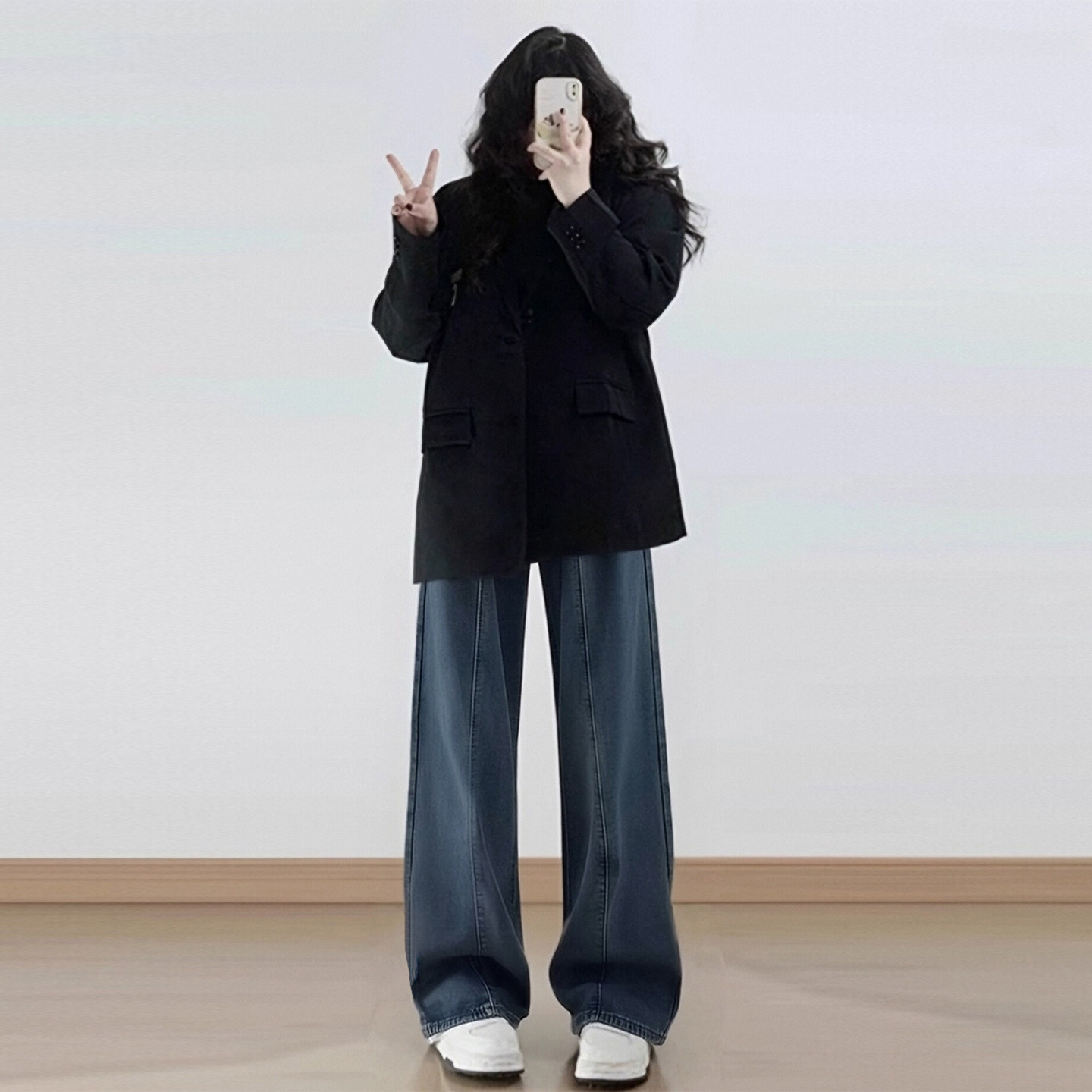 300斤大码女装蓝色遮肉显瘦牛仔裤女胖mm宽松百搭设计感阔腿裤子,淘宝优惠券,粉丝福利购,淘宝优惠卷