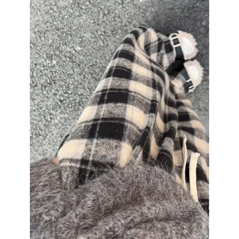 300斤特大码胖mm黑白格子毛呢休闲裤女冬季卫裤加绒加厚直筒裤子 - 图0