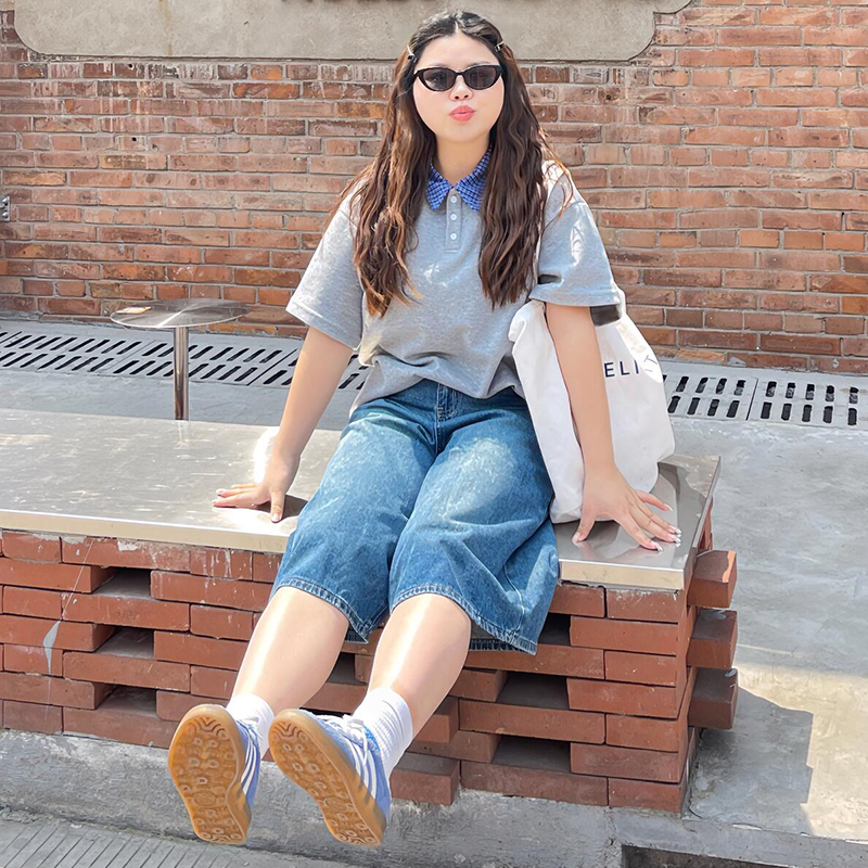 300斤特大码女装胖mm蓝色牛仔短裤女夏季裤子韩版宽松百搭七分裤 - 图3