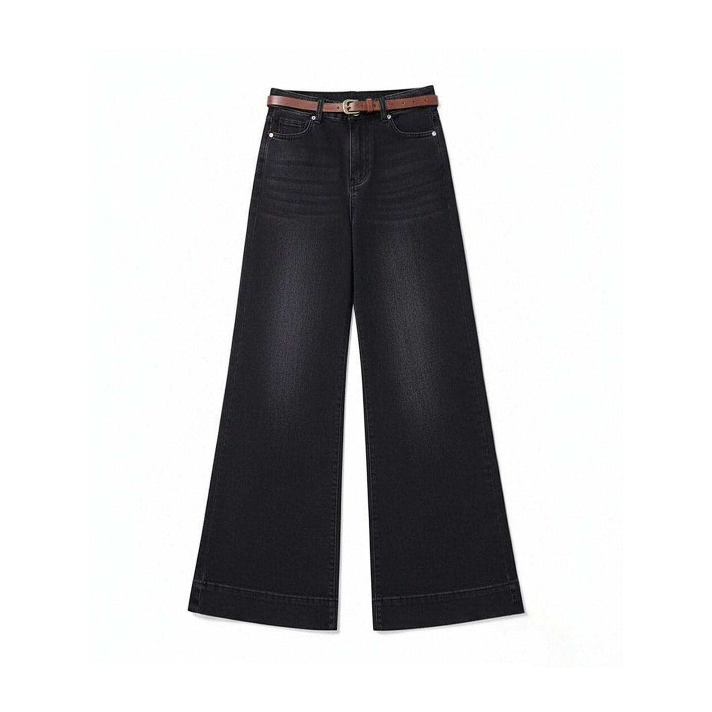 大码女装胖mm黑色阔腿牛仔裤女冬季加绒加厚显瘦垂感弹力微喇裤子,淘宝优惠券,粉丝福利购,淘宝优惠卷