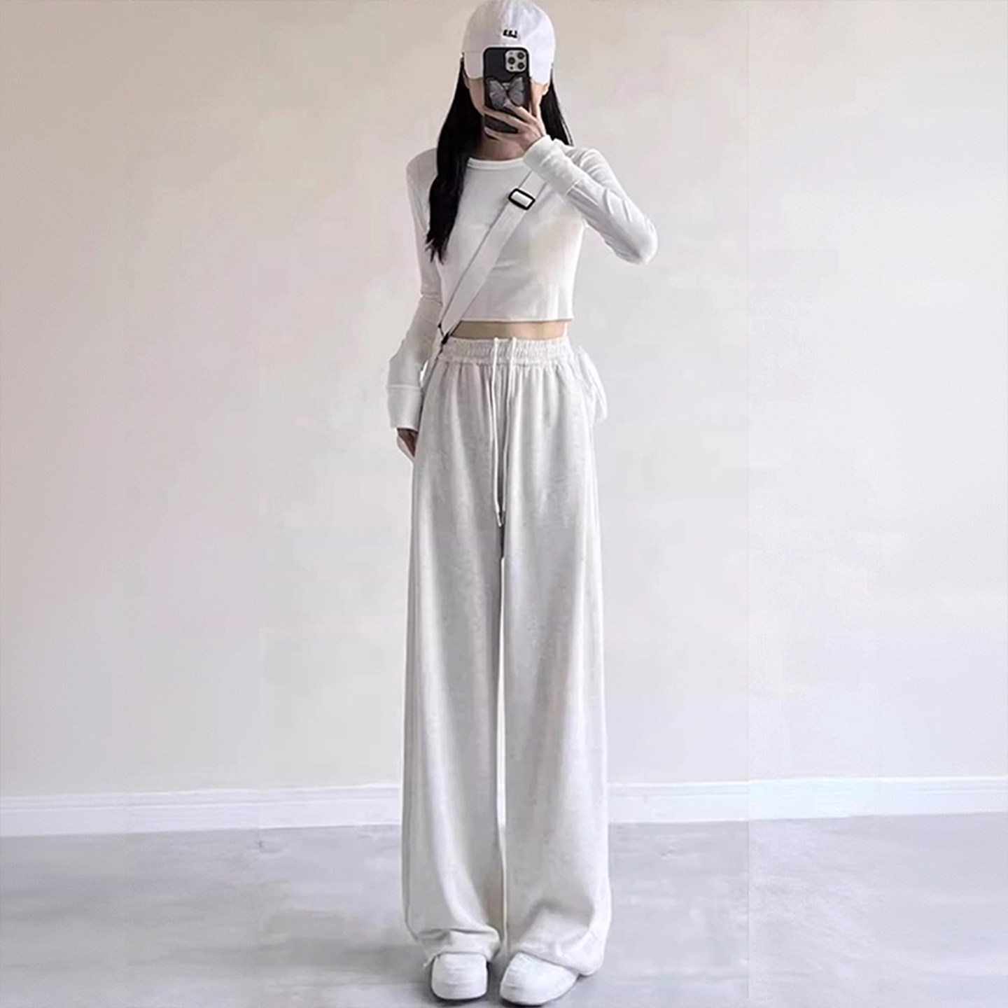 300斤胖mm大码休闲慵懒风高腰抽绳阔腿裤女宽松垂感直筒裤运动裤,淘宝优惠券,粉丝福利购,淘宝优惠卷