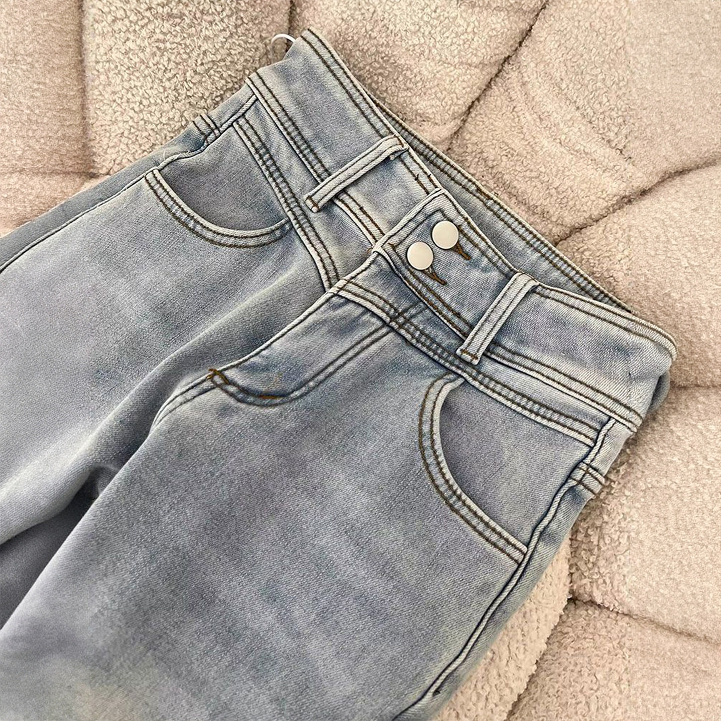 300斤大码女装加绒加厚设计感牛仔裤女胖mm弹力显瘦马蹄微喇裤子,淘宝优惠券,粉丝福利购,淘宝优惠卷