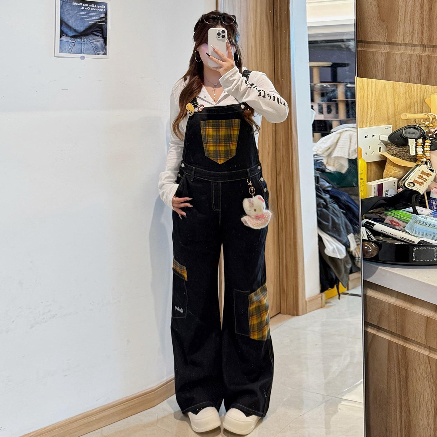 300斤大码女装美式高街甜酷风牛仔背带裤女胖mm显瘦工装连体长裤,淘宝优惠券,粉丝福利购,淘宝优惠卷