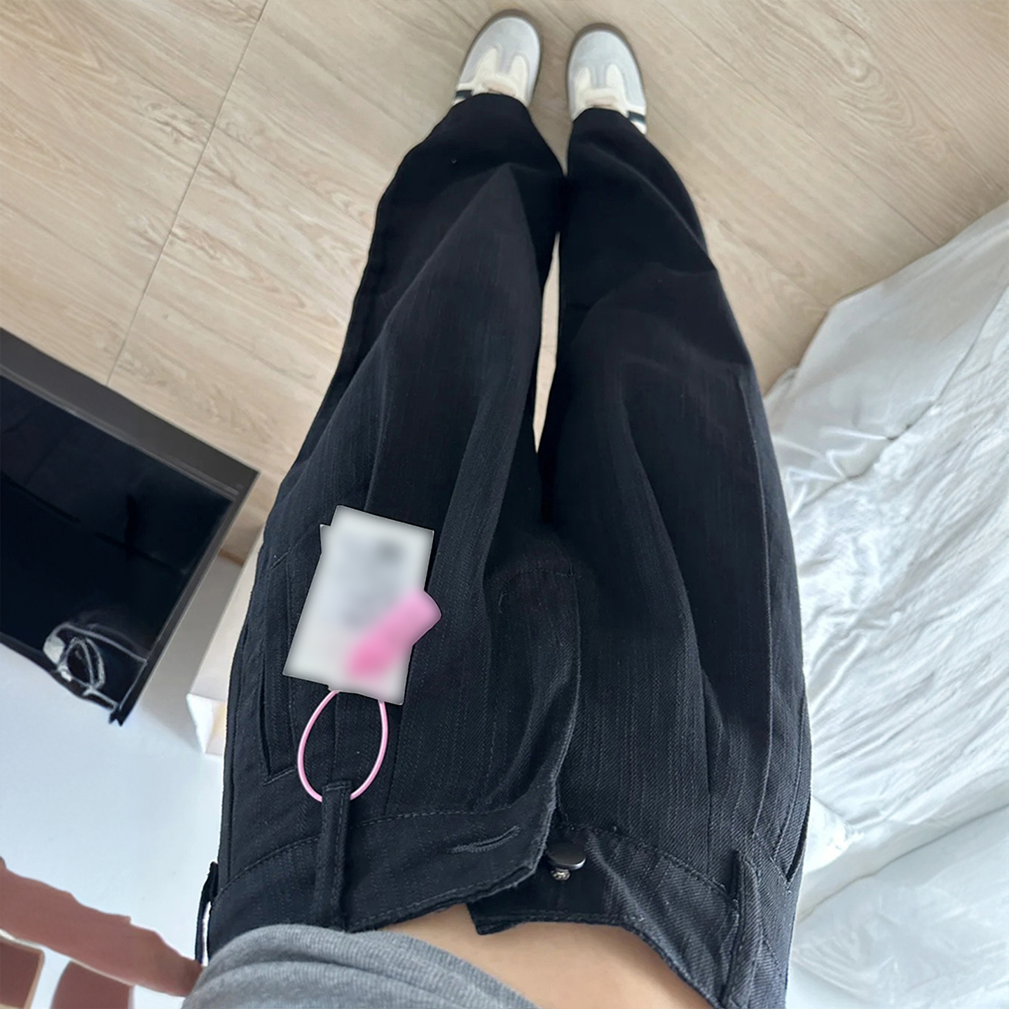 300斤特大码胖mm黑色高腰显瘦直筒牛仔裤女简约百搭高级感长裤子 - 图0