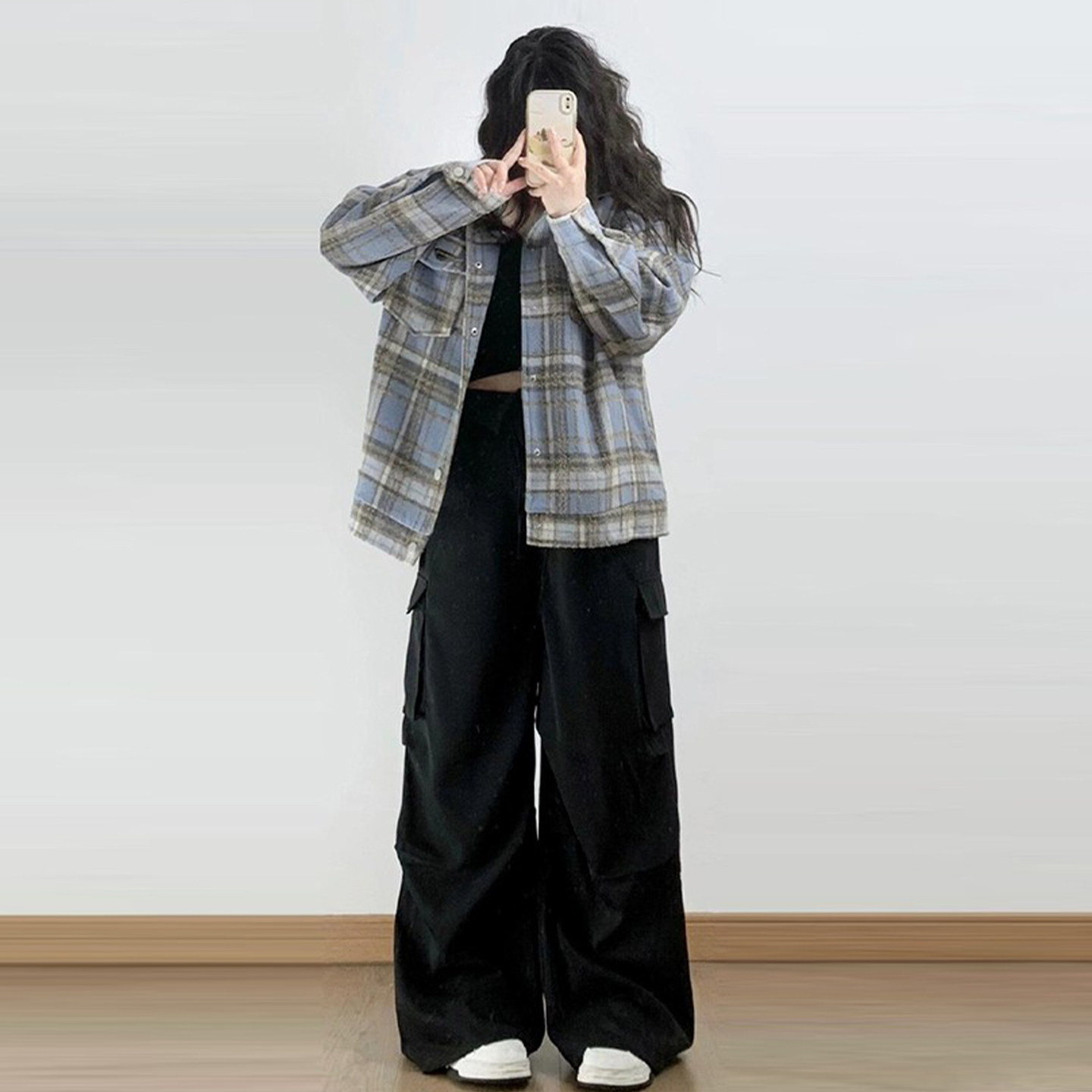 300斤特大码黑色高级感工装裤女2025年冬季新款胖mm显瘦直筒裤子,淘宝优惠券,粉丝福利购,淘宝优惠卷