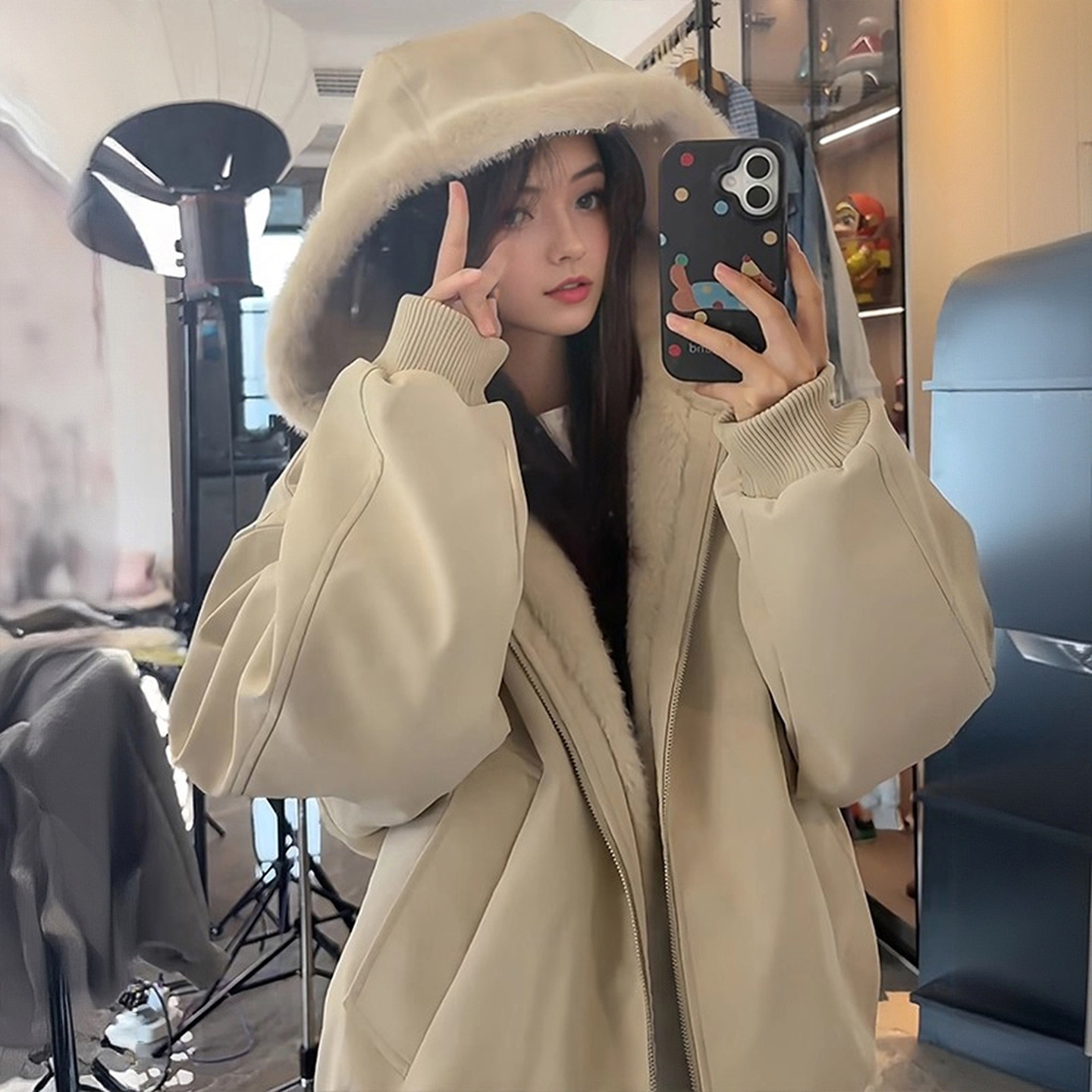 大码女装胖mm韩版宽松连帽毛绒棉服女保暖加厚独特漂亮小棉袄外套,淘宝优惠券,粉丝福利购,淘宝优惠卷