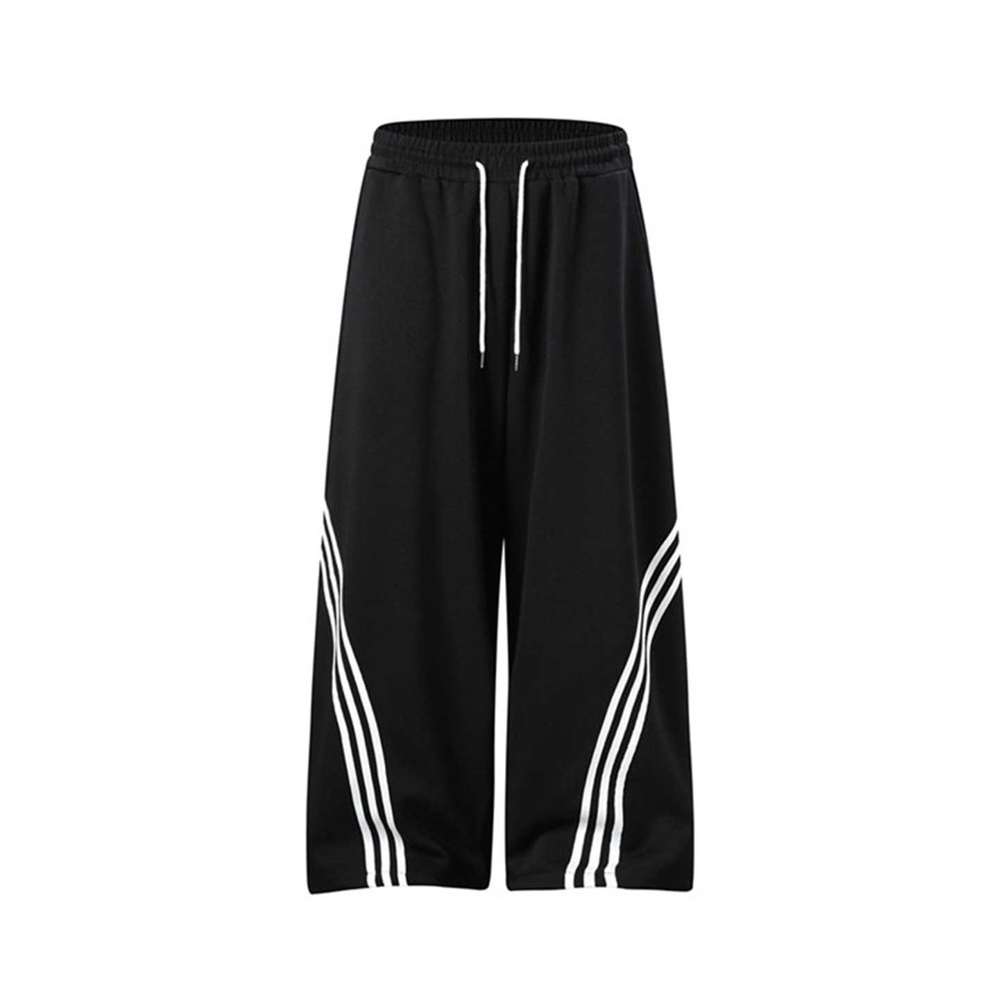 300斤特大码黑色高级感条纹拼接弯刀卫裤女胖mm遮胯显瘦休闲裤子,淘宝优惠券,粉丝福利购,淘宝优惠卷