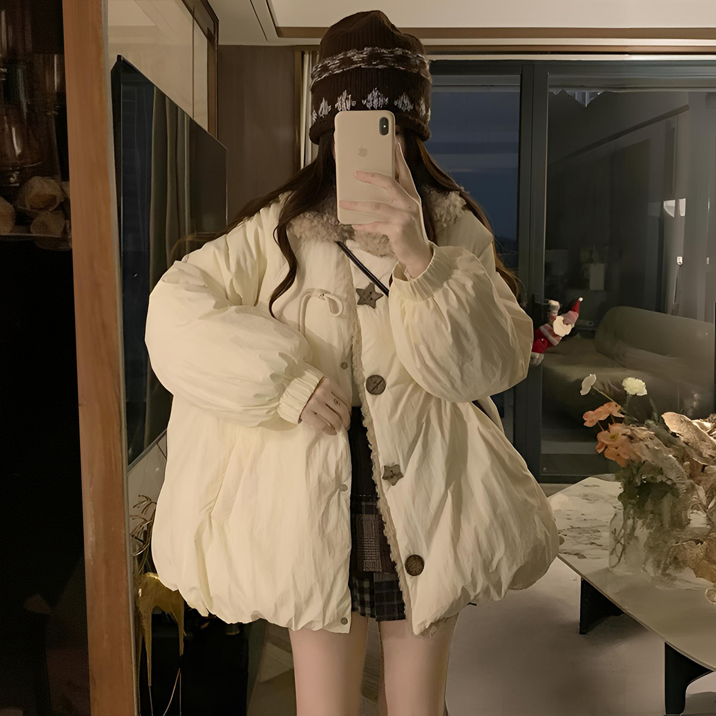 大码女装胖mm减龄百搭2025新款羽绒棉服女可爱风遮肉显瘦棉衣外套 - 图1