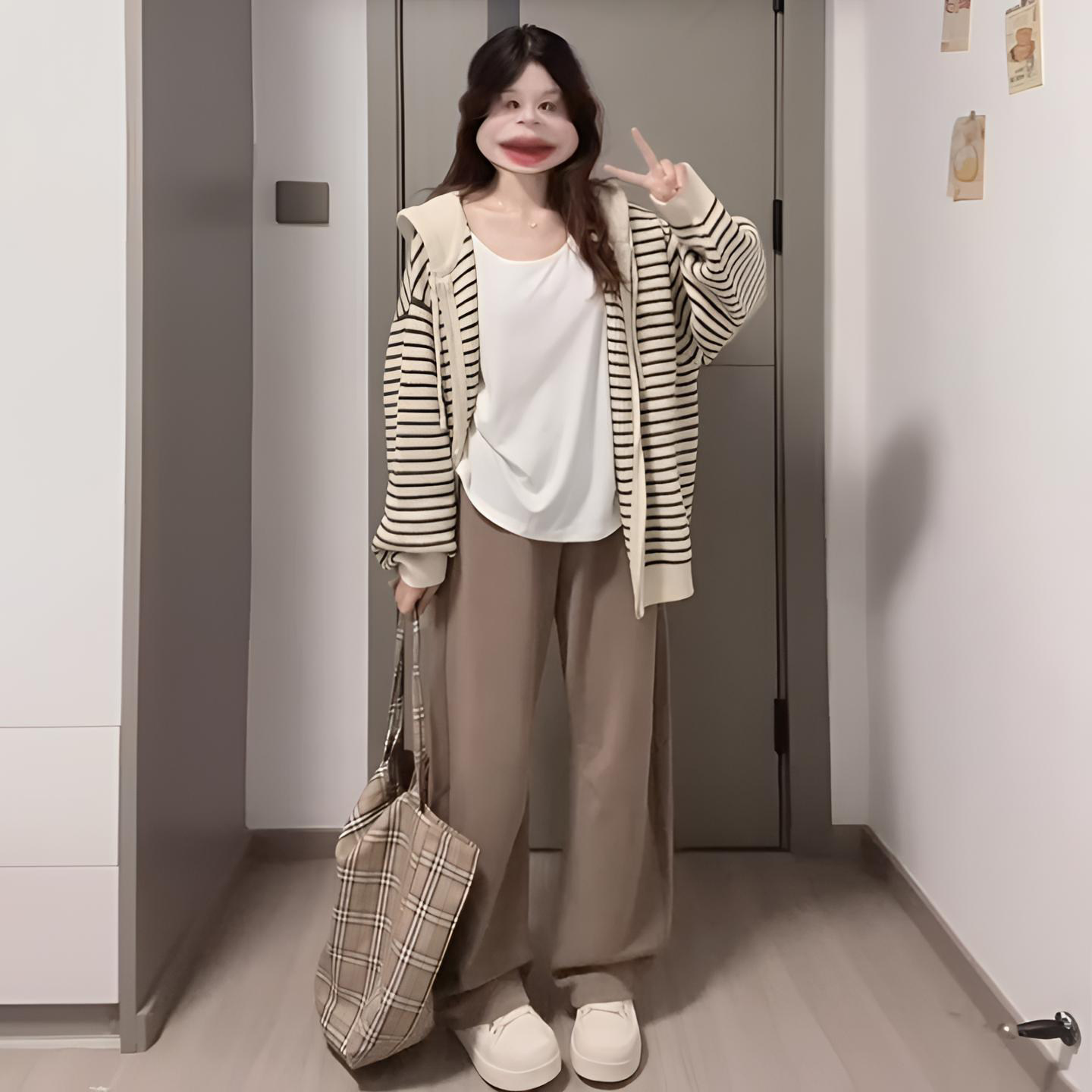 特大码慵懒高级感针织开衫外套女胖mm甜美风减龄气质条纹连帽上衣,淘宝优惠券,粉丝福利购,淘宝优惠卷