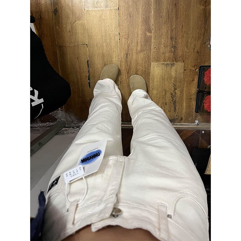 300斤大码胖mm美式牛仔裤女高级感米白色裤子学生显瘦宽松阔腿裤,淘宝优惠券,粉丝福利购,淘宝优惠卷