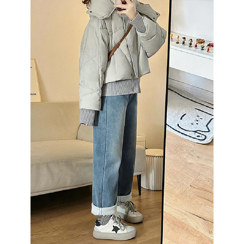 300斤大码女装韩系加绒牛仔裤女冬季胖mm保暖加厚裤子窄版直筒裤,淘宝优惠券,粉丝福利购,淘宝优惠卷