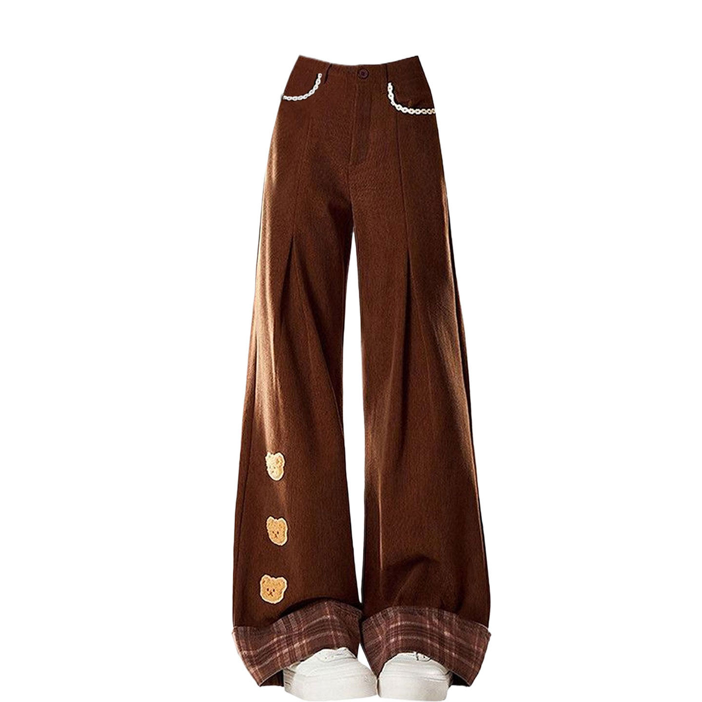 大码女装设计感美拉德刺绣休闲裤女胖mm时尚复古高腰显瘦阔腿裤子,淘宝优惠券,粉丝福利购,淘宝优惠卷