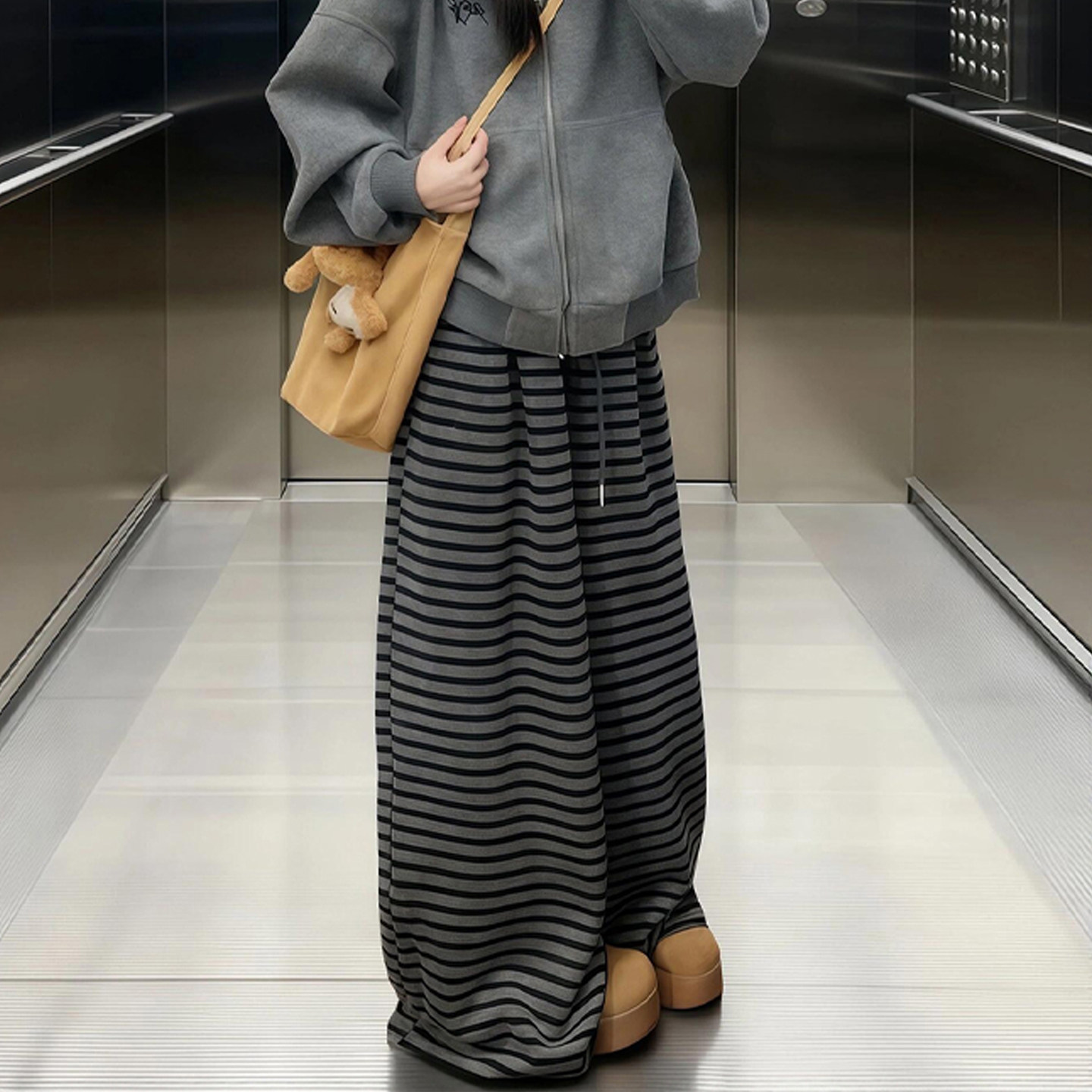 300斤大码女装韩系学生休闲风条纹阔腿裤胖mm宽松百搭垂感裤子女,淘宝优惠券,粉丝福利购,淘宝优惠卷