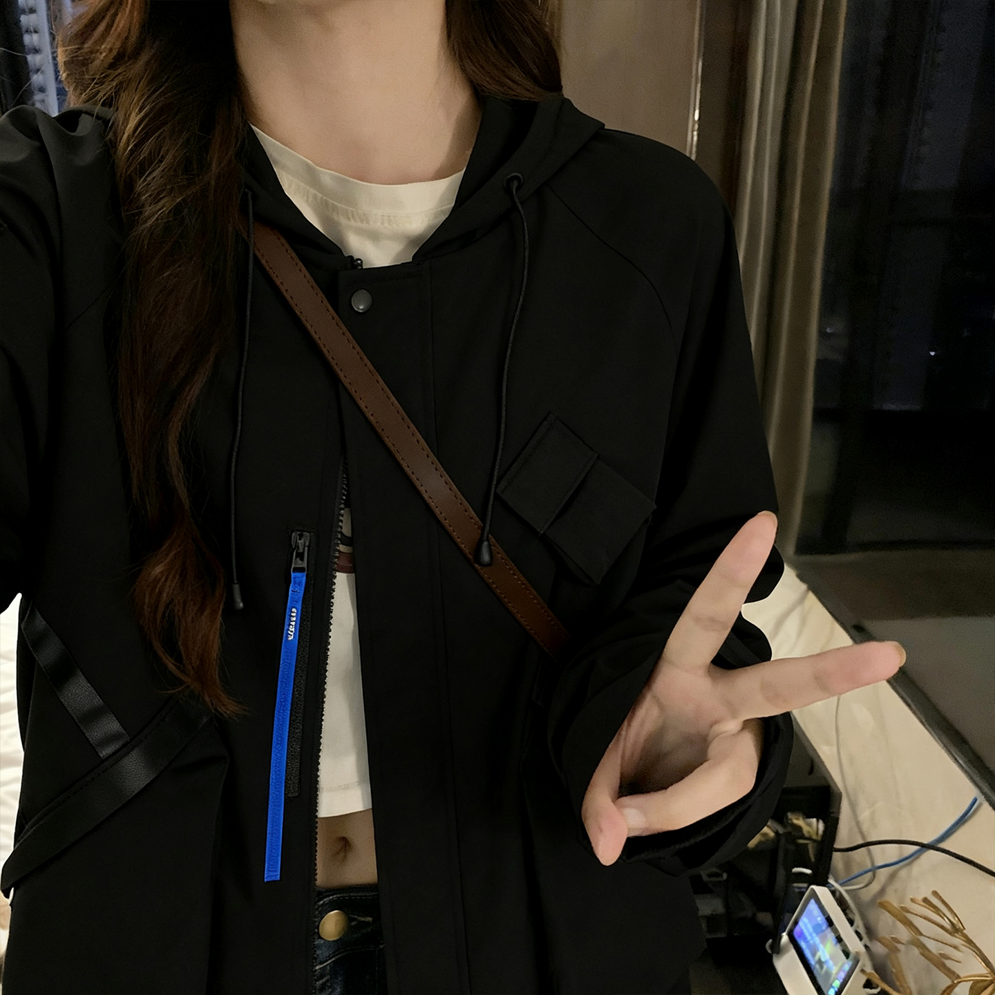 300斤大码女装黑色休闲百搭棉服上衣女胖mm小众高级感冲锋衣外套 - 图2