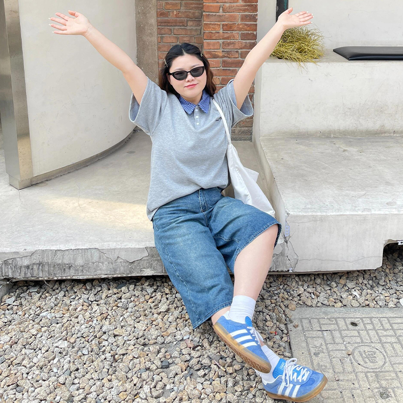 300斤特大码女装胖mm蓝色牛仔短裤女夏季裤子韩版宽松百搭七分裤 - 图2