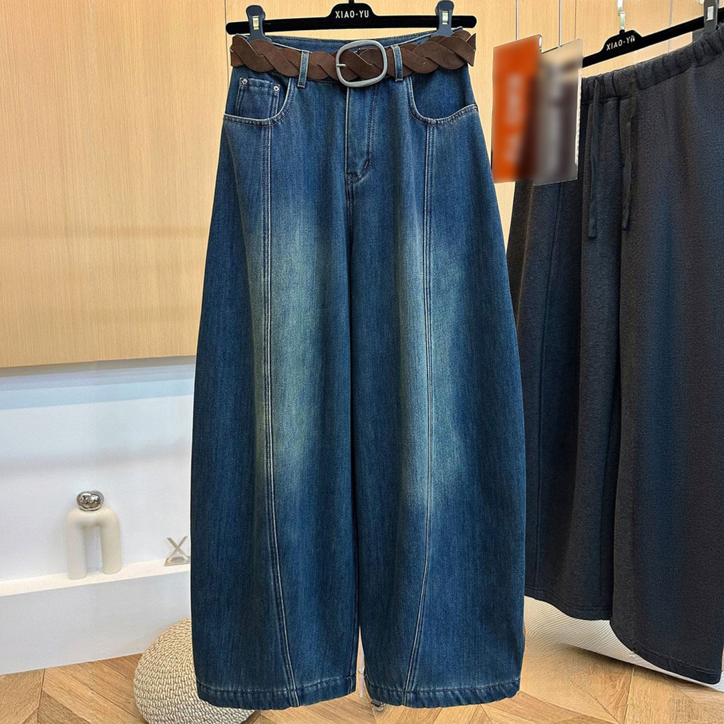 300斤大码女装韩版复古弯刀牛仔裤女2025冬季胖mm显瘦阔腿长裤子,淘宝优惠券,粉丝福利购,淘宝优惠卷