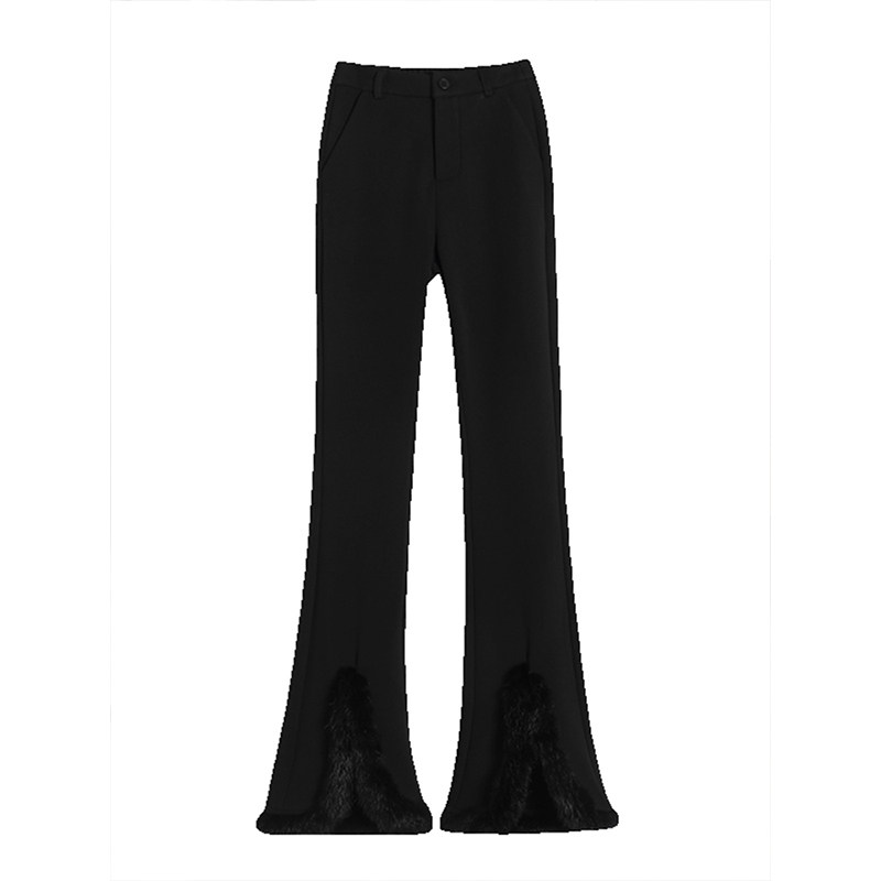 300斤大码胖mm开叉微喇西装裤女黑色加绒保暖女裤休闲窄版喇叭裤,淘宝优惠券,粉丝福利购,淘宝优惠卷