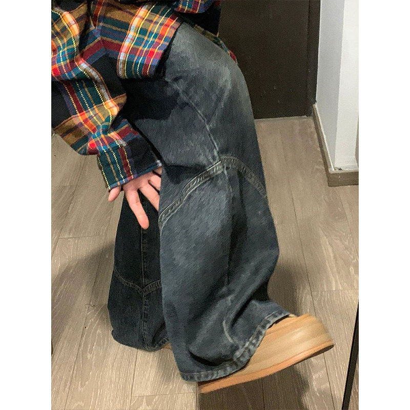 300斤大码胖mm美式复古微喇牛仔裤女设计感ins女装裤子显瘦阔腿裤,淘宝优惠券,粉丝福利购,淘宝优惠卷