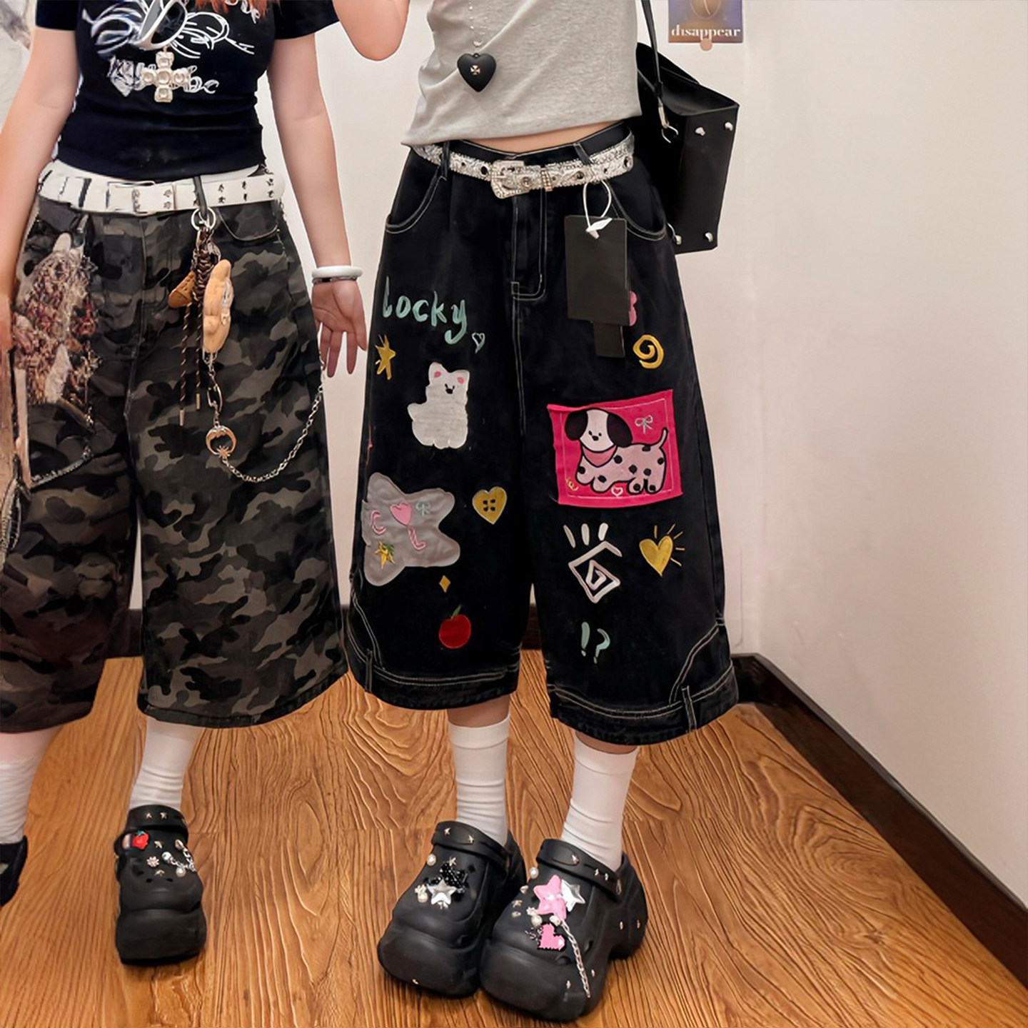 大码女装胖mm黑色高腰显瘦直筒牛仔短裤女夏季高街辣妹风七分裤子,淘宝优惠券,粉丝福利购,淘宝优惠卷