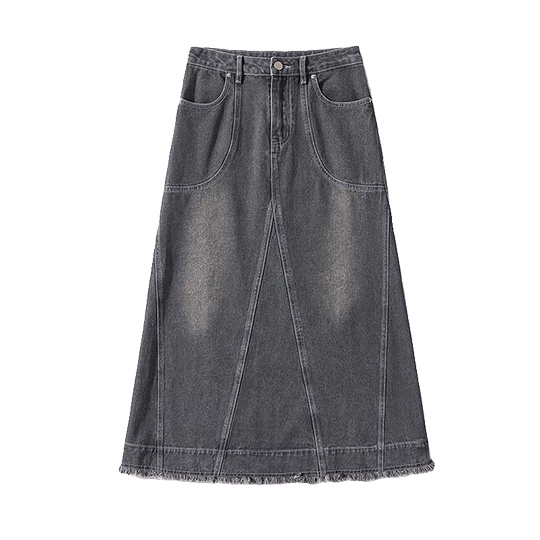 特大码女装牛仔半身裙女夏季新款长裙胖妹妹遮肚显瘦a字裙子半裙