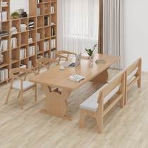 Solid wood living room large desk Leisure area Multi-person reading desk Students study writing desk Home Working desk Long table