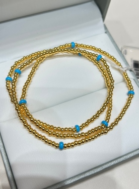 TSL谢瑞麟代购 足金999小圆珠黄金三圈手链手串女 专柜正品克减