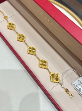 TSL谢瑞麟代购 布契拉提足金999黄金手链 四叶草五花新款专柜正品