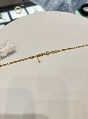 TSL谢瑞麟代购 足金999小蓝花蹦迪珠黄金手链手串女 百搭专柜正品