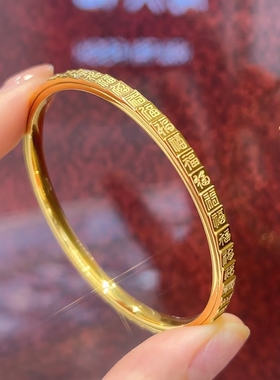 周大福手镯代购 福字足金黄金镯子女 时来运转可转动新款正品克减