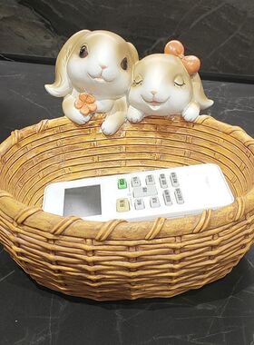 招财兔子钥匙收纳玄关摆e件创意小兔子收纳摆件入门玄关鞋柜放钥